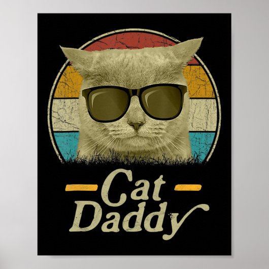 Retro Katzen Daddy 80er 90s Style Cat Retro Cat Su Poster (Vorne)