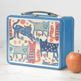 Retro-Katzen-Druck Metall Brotdose