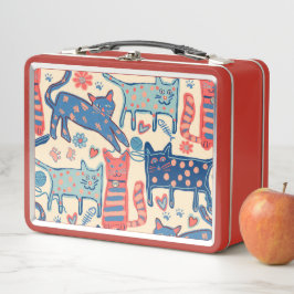 Retro-Katzen-Druck Metall Brotdose