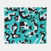 Retro Katzen-Fleecedecke, Musteraqua Schwarz-weiß Fleecedecke (Vorderseite (Horizontal))