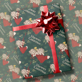 Retro Katzen in Strümpfen Mitten Weihnachten Vinta Geschenkpapier