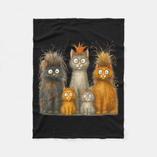 Retro-Katzen-Kunst Verrückte Lustige Kätzchen Gesc Fleecedecke