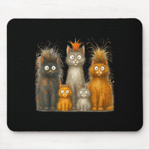 Retro-Katzen-Kunst Verrückte Lustige Kätzchen-Gesc Mousepad