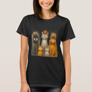 Retro-Katzen-Kunst Verrückte Lustige Kätzchen-Gesc T-Shirt