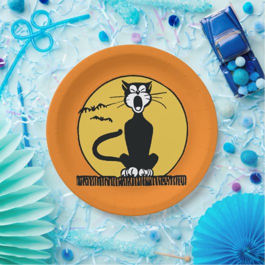 Retro Katzen-Platte Heulenshalloween Pappteller (Party)