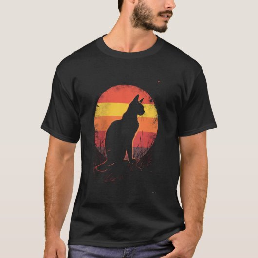 Retro-Katzen-Silhouette T-Shirt (Vorderseite)