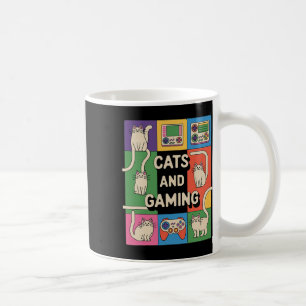 Retro-Katzen und Gaming Lustige Katzenliebhaber un Kaffeetasse