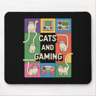 Retro-Katzen und Gaming Lustige Katzenliebhaber un Mousepad