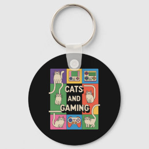 Retro-Katzen und Gaming Lustige Katzenliebhaber un Schlüsselanhänger