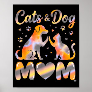 Retro-Katzen und -Hunde Mama Pfotenabdruck Tierlie Poster