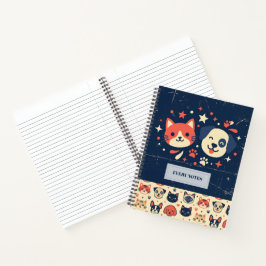 Retro-Katzen- und Hundeduo Notizblock
