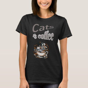 Retro-Katzen und -Kaffee T-Shirt