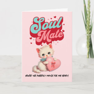 Retro-Katzen-Valentinstagskarte 'Mint Pink Soul Ma Feiertagskarte