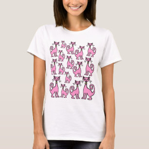 Retro-Katzen - Vorder- und Rückseite T-Shirt