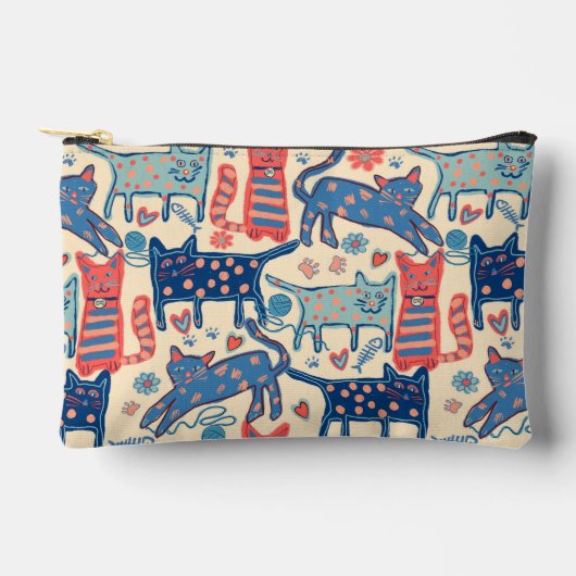 Retro-Katzen  Zubehörtasche (Vorderseite)
