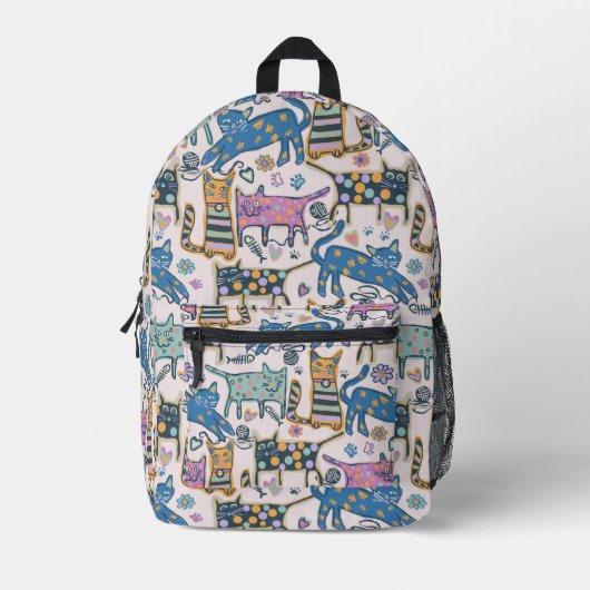 Retro-Katzendesign Bedruckter Rucksack (Vorderseite)
