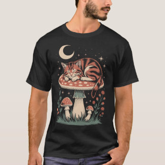 Retro-Katzenliebhaber Vintage Pilz Pilze Natur T-Shirt