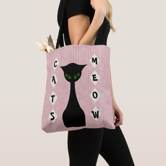 Retro KatzenMeow Mittler-Jahrhundert-Modern Tasche (Von Nahem)