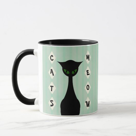Retro KatzenMeow Mittler-Jahrhundert-Modern Tasse (Links)