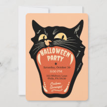 Retro-Katzenmund-Halloween-Party-Einladung