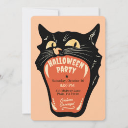 Retro-Katzenmund-Halloween-Party-Einladung Einladung