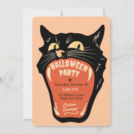 Retro-Katzenmund-Halloween-Party-Einladung Einladung