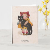 Retro-Katzennotizkarte Karte (Gelbe Blume)