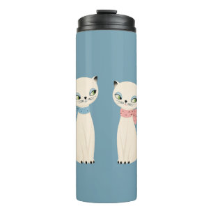Retro-Katzenpaar im Stil der Mitte des 20. Jahrhun Thermosbecher