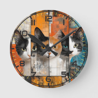 Retro-Katzenuhr, Katzenuhr, Retro Runde Wanduhr