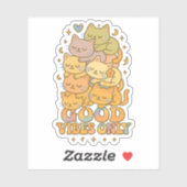 Retro Kawaii Cat Stack Holografischer Sticker (Blatt)