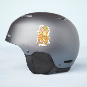 Retro Kawaii Cat Stack Holografischer Sticker