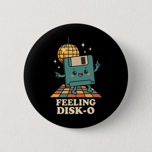 Retro Kawaii Diskette Retro-Tech-Witz 80er 90er D Button (Vorderseite)