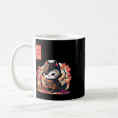 Retro Kawaii Samurai Katze mit Cherry Blossom Tree Kaffeetasse (Links)