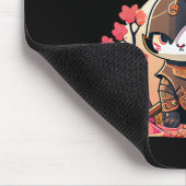 Retro Kawaii Samurai Katze mit Cherry Blossom Tree Mousepad (Ecke)