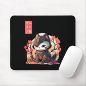 Retro Kawaii Samurai Katze mit Cherry Blossom Tree Mousepad (Mit Mouse)