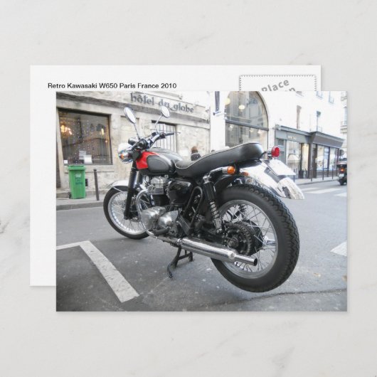Retro Kawasaki W650 Postkarte (Vorne/Hinten)