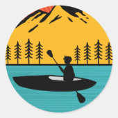 Retro Kayaking Bootpaddeln im Tahoer See Runder Aufkleber (Vorderseite)