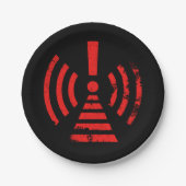 Retro Keep Back Energy Warning Symbol Pappteller (Vorderseite)