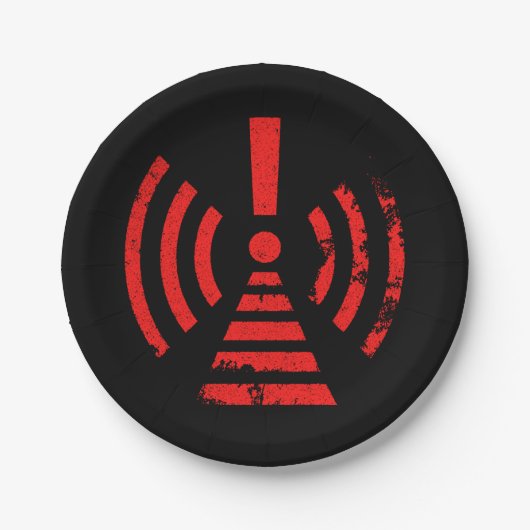 Retro Keep Back Energy Warning Symbol Pappteller (Vorderseite)