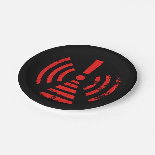 Retro Keep Back Energy Warning Symbol Pappteller (Schrägansicht)