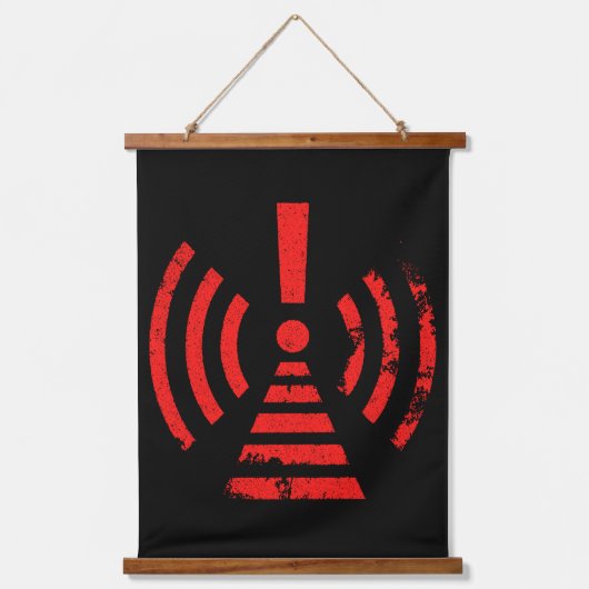 Retro Keep Back Energy Warning Symbol Wandteppich Mit Holzrahmen (Vorderseite)