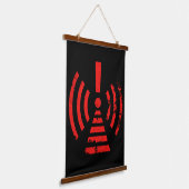 Retro Keep Back Energy Warning Symbol Wandteppich Mit Holzrahmen (Gewinkelt)