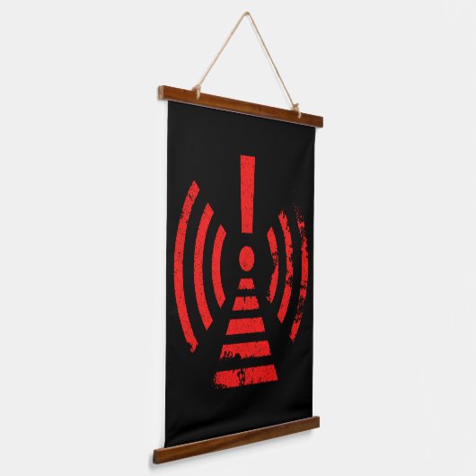 Retro Keep Back Energy Warning Symbol Wandteppich Mit Holzrahmen (Gewinkelt)