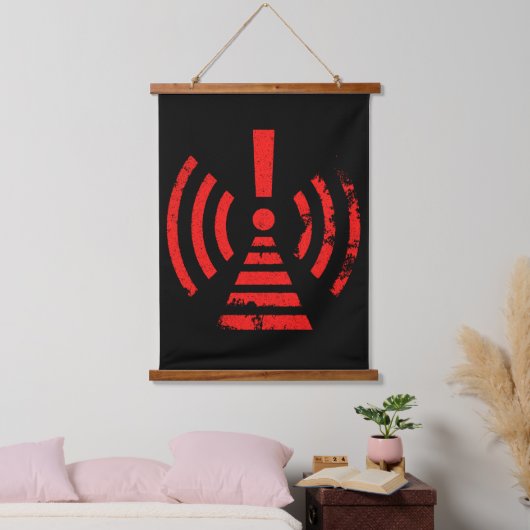 Retro Keep Back Energy Warning Symbol Wandteppich Mit Holzrahmen (Schlafzimmer)