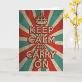 Retro Keep Calm And Carry On Karte (Gelbe Blume)