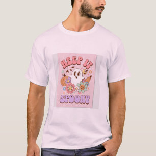 Retro-Keep-It-Spooky-Rosa-Geister-Pastell-Blumen-H T-Shirt