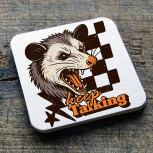 Retro Keep Talking Wilde Possum: Wütendes Wildtier Rechteckiger Pappuntersetzer