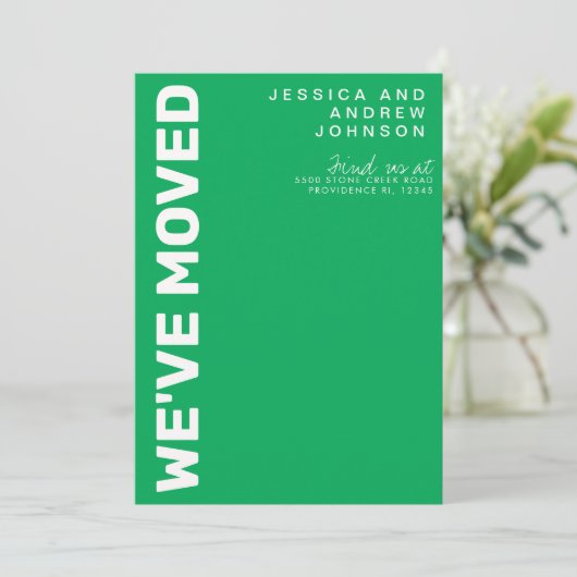 Retro Kelly Green Minimalistisch Moving Ankündigung (Stehend Vorderseite)