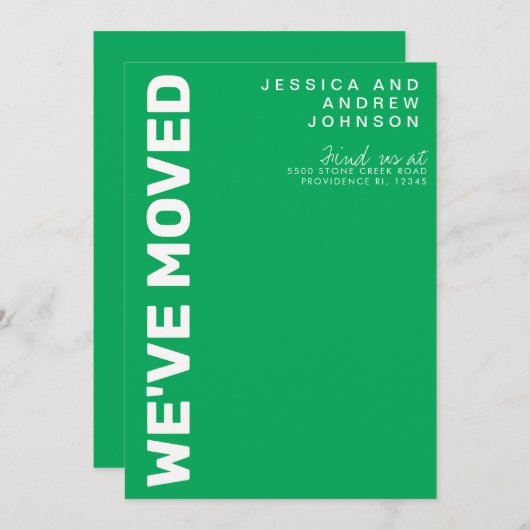 Retro Kelly Green Minimalistisch Moving Ankündigung (Vorne/Hinten)