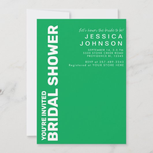 Retro Kelly Green White Checkerboard Brautparty Einladung (Vorderseite)